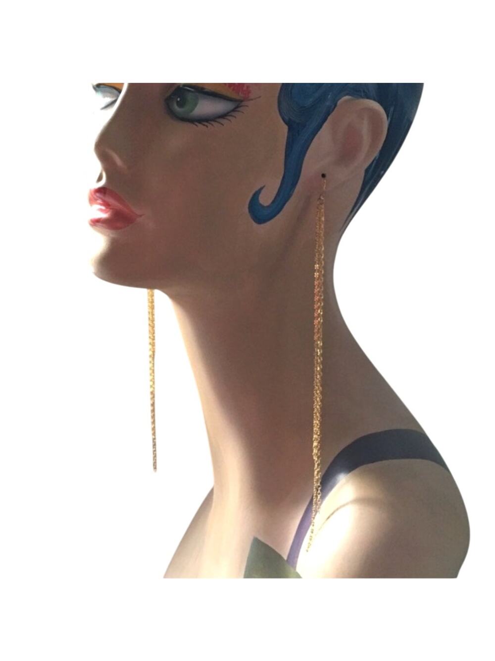 Artisan Handmade Extra long chain layered shoulder duster earrings - 7 inch